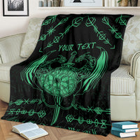 Personalized Viking Dragon Blanket with Sword Green Scandinavian Tattoo