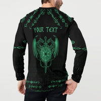 Personalized Viking Dragon Button Sweatshirt with Sword Green Scandinavian Tattoo LT9 - Wonder Print Shop
