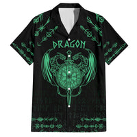 Personalized Viking Dragon Family Matching Summer Maxi Dress and Hawaiian Shirt with Sword Green Scandinavian Tattoo - Wonder Print Shop