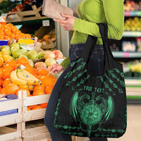 Personalized Viking Dragon Grocery Bag with Sword Green Scandinavian Tattoo