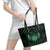 Personalized Viking Dragon Leather Tote Bag with Sword Green Scandinavian Tattoo - Wonder Print Shop