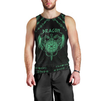 Personalized Viking Dragon Men Tank Top with Sword Green Scandinavian Tattoo - Wonder Print Shop