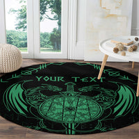 Personalized Viking Dragon Round Carpet with Sword Green Scandinavian Tattoo