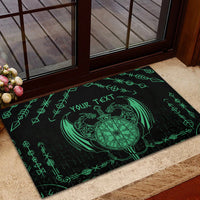 Personalized Viking Dragon Rubber Doormat with Sword Green Scandinavian Tattoo - Wonder Print Shop