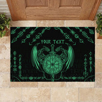 Personalized Viking Dragon Rubber Doormat with Sword Green Scandinavian Tattoo - Wonder Print Shop