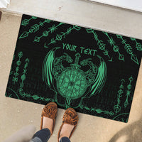 Personalized Viking Dragon Rubber Doormat with Sword Green Scandinavian Tattoo - Wonder Print Shop