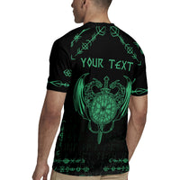 Personalized Viking Dragon Rugby Jersey with Sword Green Scandinavian Tattoo - Wonder Print Shop