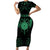 Personalized Viking Dragon Short Sleeve Bodycon Dress with Sword Green Scandinavian Tattoo - Wonder Print Shop