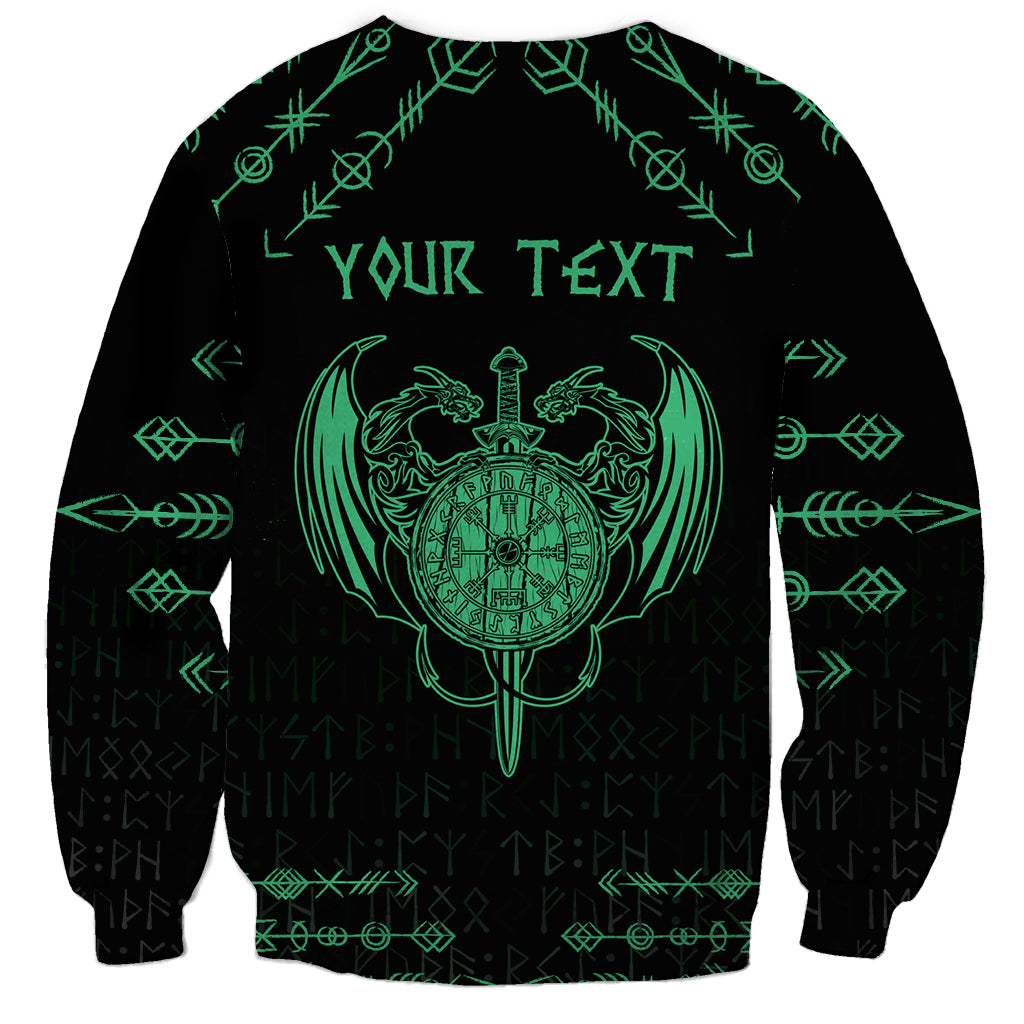Personalized Viking Dragon Sweatshirt with Sword Green Scandinavian Tattoo - Wonder Print Shop