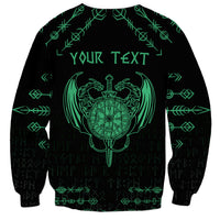 Personalized Viking Dragon Sweatshirt with Sword Green Scandinavian Tattoo - Wonder Print Shop