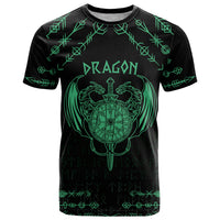 Personalized Viking Dragon T Shirt with Sword Green Scandinavian Tattoo - Wonder Print Shop