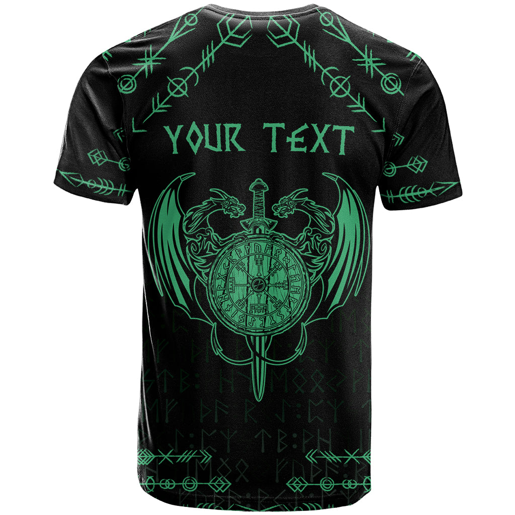Personalized Viking Dragon T Shirt with Sword Green Scandinavian Tattoo - Wonder Print Shop