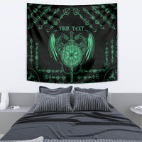 Personalized Viking Dragon Tapestry with Sword Green Scandinavian Tattoo - Wonder Print Shop
