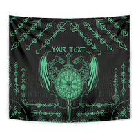Personalized Viking Dragon Tapestry with Sword Green Scandinavian Tattoo - Wonder Print Shop