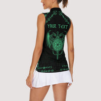 Personalized Viking Dragon Women Sleeveless Polo Shirt with Sword Green Scandinavian Tattoo - Wonder Print Shop