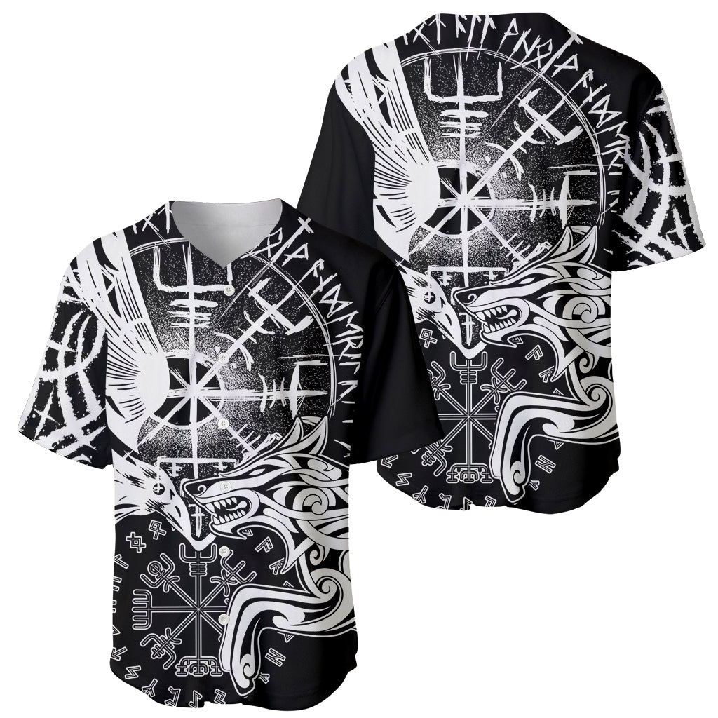 Vikings Raven and Wolf Baseball Jersey with Aegishjalmur Unique LT9 - Wonder Print Shop