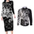 Vikings Raven and Wolf Couples Matching Long Sleeve Bodycon Dress and Long Sleeve Button Shirt with Aegishjalmur Unique LT9 - Wonder Print Shop