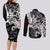 Vikings Raven and Wolf Couples Matching Long Sleeve Bodycon Dress and Long Sleeve Button Shirt with Aegishjalmur Unique LT9 - Wonder Print Shop