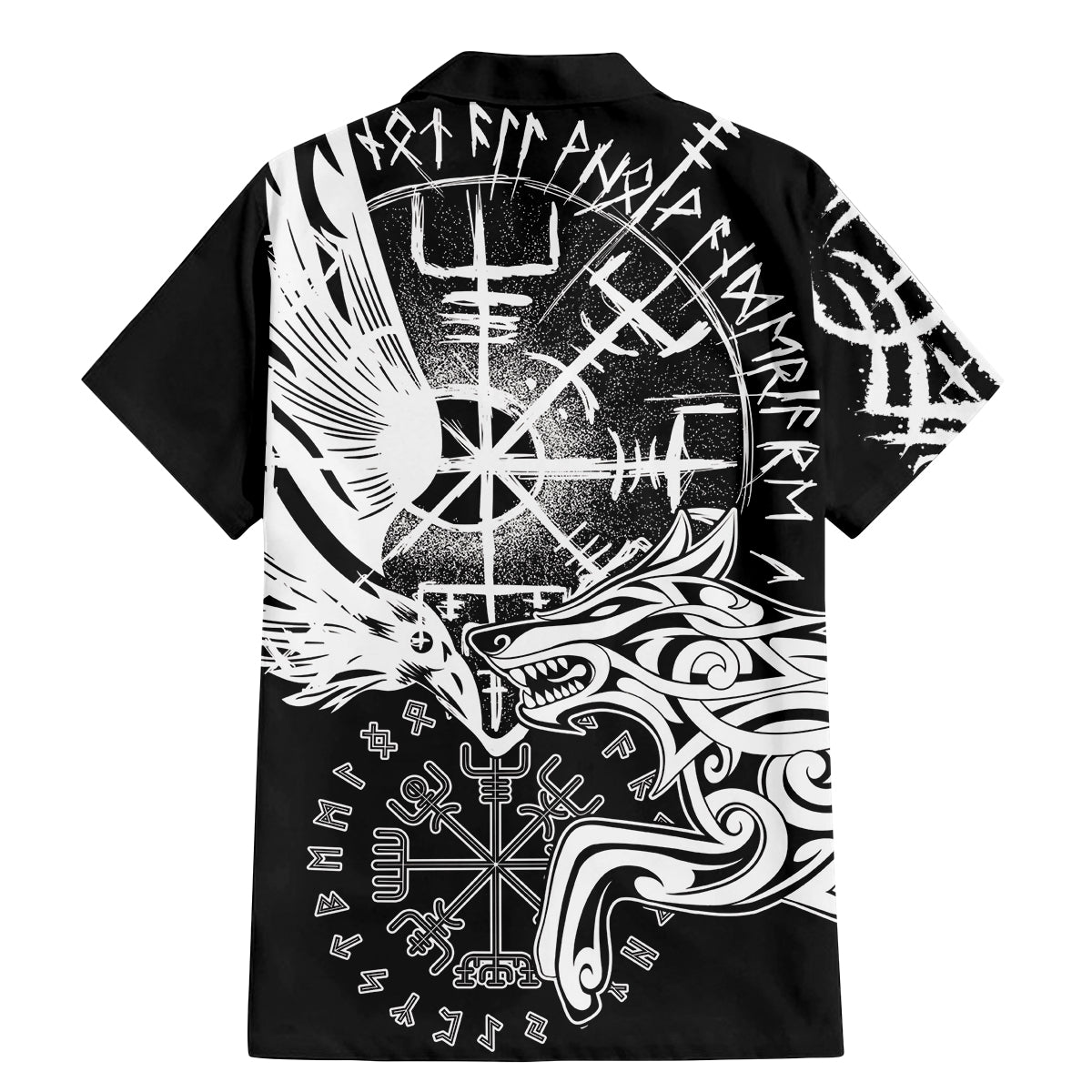 Vikings Raven and Wolf Family Matching Mermaid Dress and Hawaiian Shirt with Aegishjalmur Unique LT9 - Wonder Print Shop