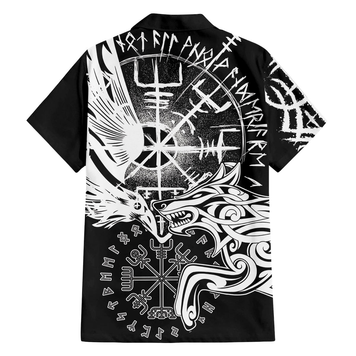 Vikings Raven and Wolf Family Matching Off Shoulder Maxi Dress and Hawaiian Shirt with Aegishjalmur Unique LT9 - Wonder Print Shop