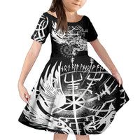 Vikings Raven and Wolf Family Matching Off Shoulder Short Dress and Hawaiian Shirt with Aegishjalmur Unique LT9 - Wonder Print Shop