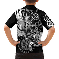 Vikings Raven and Wolf Family Matching Short Sleeve Bodycon Dress and Hawaiian Shirt with Aegishjalmur Unique - Wonder Print Shop