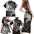 Vikings Raven and Wolf Family Matching Short Sleeve Bodycon Dress and Hawaiian Shirt with Aegishjalmur Unique - Wonder Print Shop