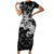 Vikings Raven and Wolf Family Matching Short Sleeve Bodycon Dress and Hawaiian Shirt with Aegishjalmur Unique - Wonder Print Shop