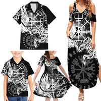 Vikings Raven and Wolf Family Matching Summer Maxi Dress and Hawaiian Shirt with Aegishjalmur Unique - Wonder Print Shop