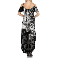 Vikings Raven and Wolf Family Matching Summer Maxi Dress and Hawaiian Shirt with Aegishjalmur Unique - Wonder Print Shop