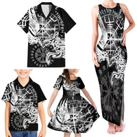 Vikings Raven and Wolf Family Matching Tank Maxi Dress and Hawaiian Shirt with Aegishjalmur Unique - Wonder Print Shop