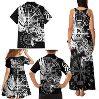 Vikings Raven and Wolf Family Matching Tank Maxi Dress and Hawaiian Shirt with Aegishjalmur Unique - Wonder Print Shop