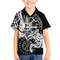 Vikings Raven and Wolf Kid Hawaiian Shirt with Aegishjalmur Unique - Wonder Print Shop