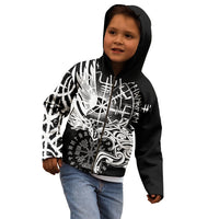 Vikings Raven and Wolf Kid Hoodie with Aegishjalmur Unique - Wonder Print Shop