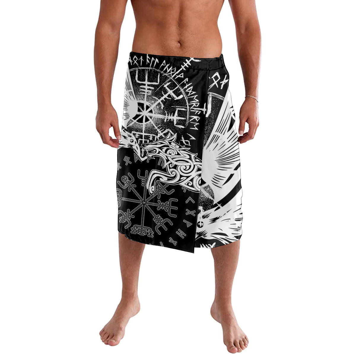 Vikings Raven and Wolf Lavalava with Aegishjalmur Unique - Wonder Print Shop