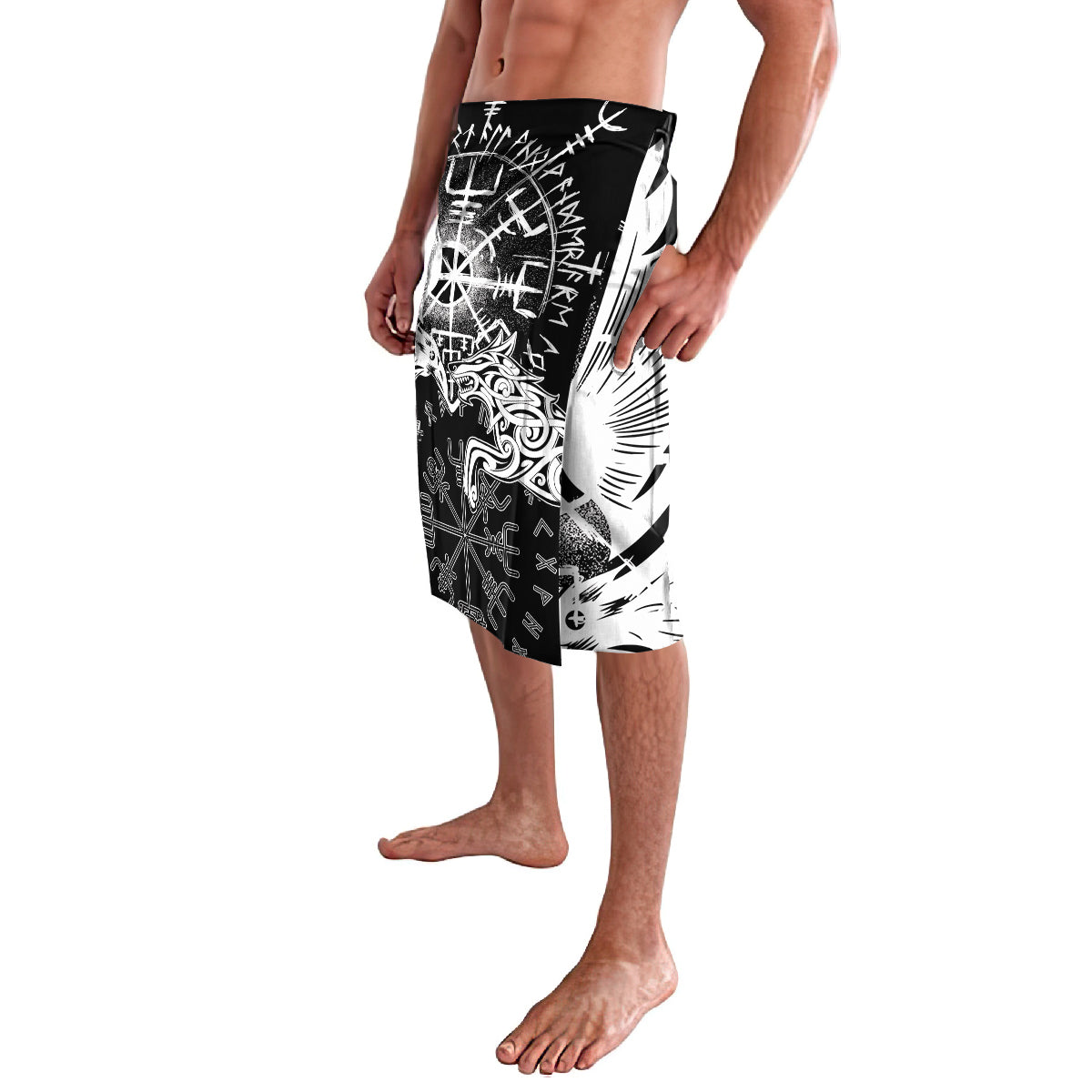 Vikings Raven and Wolf Lavalava with Aegishjalmur Unique - Wonder Print Shop