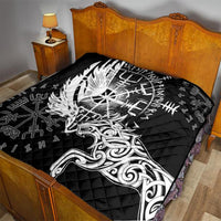 Vikings Raven and Wolf Quilt with Aegishjalmur Unique - Wonder Print Shop