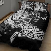 Vikings Raven and Wolf Quilt Bed Set with Aegishjalmur Unique - Wonder Print Shop