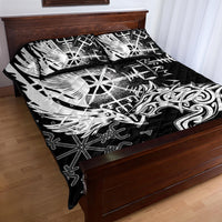 Vikings Raven and Wolf Quilt Bed Set with Aegishjalmur Unique - Wonder Print Shop