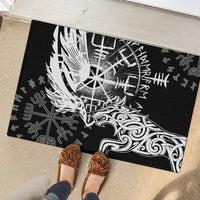 Vikings Raven and Wolf Rubber Doormat with Aegishjalmur Unique - Wonder Print Shop