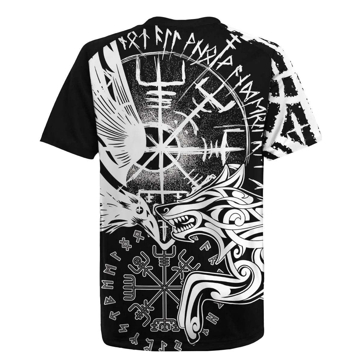 Vikings Raven and Wolf Rugby Jersey with Aegishjalmur Unique - Wonder Print Shop