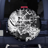Vikings Raven and Wolf Spare Tire Cover with Aegishjalmur Unique - Wonder Print Shop