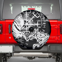 Vikings Raven and Wolf Spare Tire Cover with Aegishjalmur Unique - Wonder Print Shop