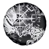 Vikings Raven and Wolf Spare Tire Cover with Aegishjalmur Unique - Wonder Print Shop