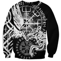 Vikings Raven and Wolf Sweatshirt with Aegishjalmur Unique - Wonder Print Shop