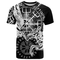 Vikings Raven and Wolf T Shirt with Aegishjalmur Unique - Wonder Print Shop