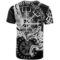 Vikings Raven and Wolf T Shirt with Aegishjalmur Unique - Wonder Print Shop