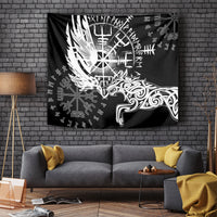 Vikings Raven and Wolf Tapestry with Aegishjalmur Unique - Wonder Print Shop