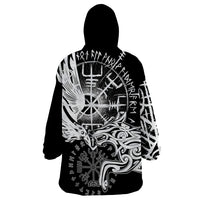 Vikings Raven and Wolf Wearable Blanket Hoodie with Aegishjalmur Unique - Wonder Print Shop