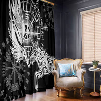 Vikings Raven and Wolf Window Curtain with Aegishjalmur Unique - Wonder Print Shop